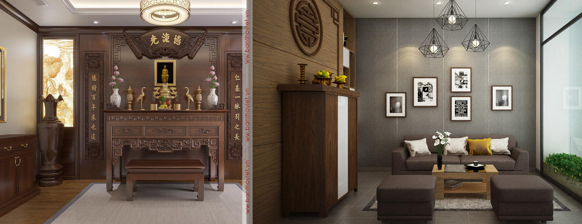 Bàn thờ treo tường đẹp, hiện đại 