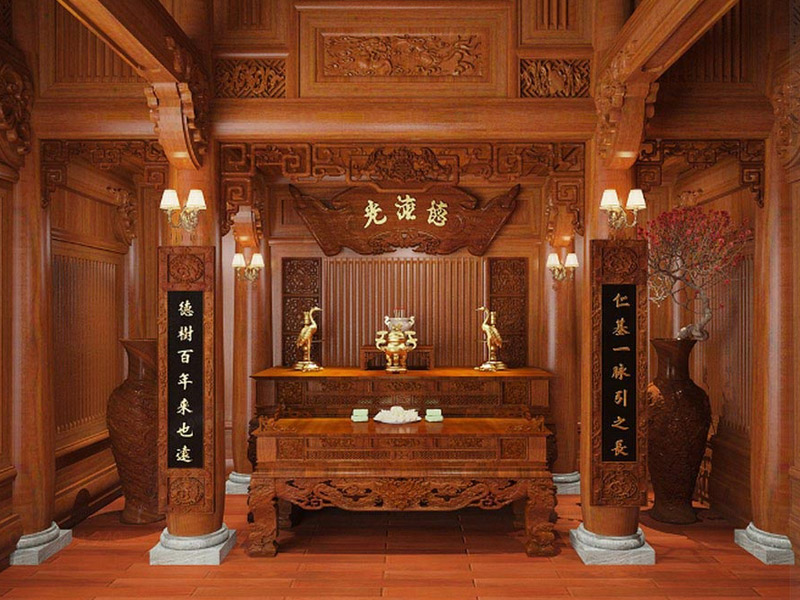 Mẫu thiết kế nội thất phòng thờ đẹp